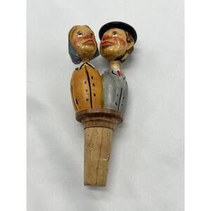 Antique Wooden Couple Bottle Stopper